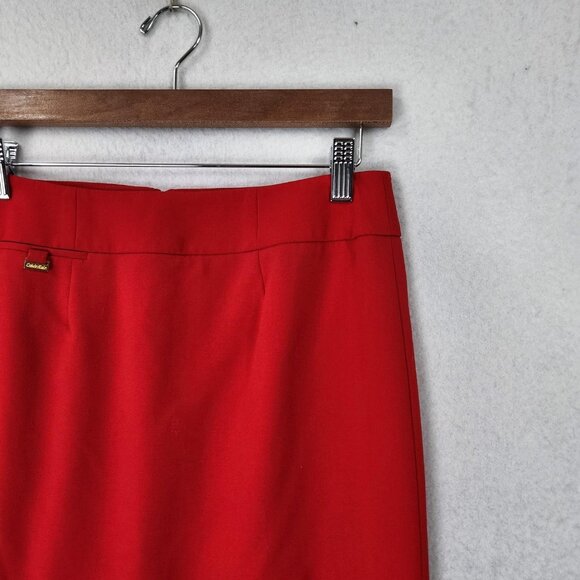 Calvin Klein Skirt Womens 4P Red Pencil Lined Stretch Back Vent Career - Picture 2 of 11
